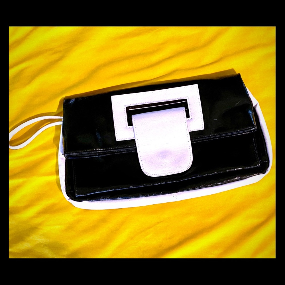 Vintage Black & White Leather Wristlet “